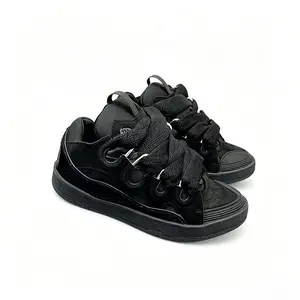 Chunky Sneakers Bread Shoes Retro Skate Sneakers Streetwear Chunky Sneakers Classic Black Fat Lace Bread Shoes 2026 Retro Curbs Style Chunky Platform Sneakers Non Slip Streetwear Shoes for Men and Women Chunky Sneakers Everyday casual wear