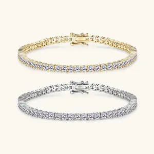 Tennis Bracelet 18K Gold & White Gold Plated 4mm Cubic Zirconia VVS Round Cut Sun-Themed for Men & Women Fashion Jewelry Daily Wear Hypoallergenic 7-8 Inches Lengths