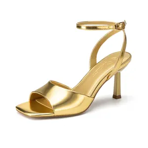 Athlefit High Heels for Women Square Open Toe Mesh 3-Inch Stiletto Heels Ankle Strap Summer Heeled Sandals for Wedding Party