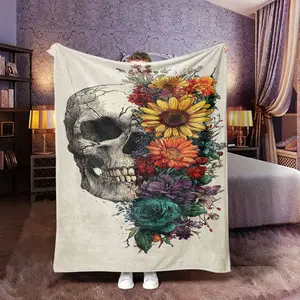 Flannel Blanket Soft Warm Anti-Pilling Shawl Bed Sofa Air Conditioning Ideal Gift for Naps Camping Travel All Seasons