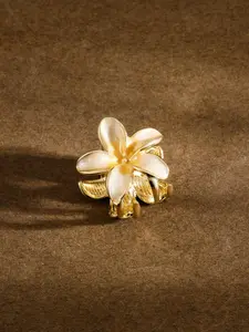 High-End Oil Drop Effect Plumeria Colorful Flower Metal Hair Clip, Floral Design Hair Claw, Fashion Accessory for Women and Girls