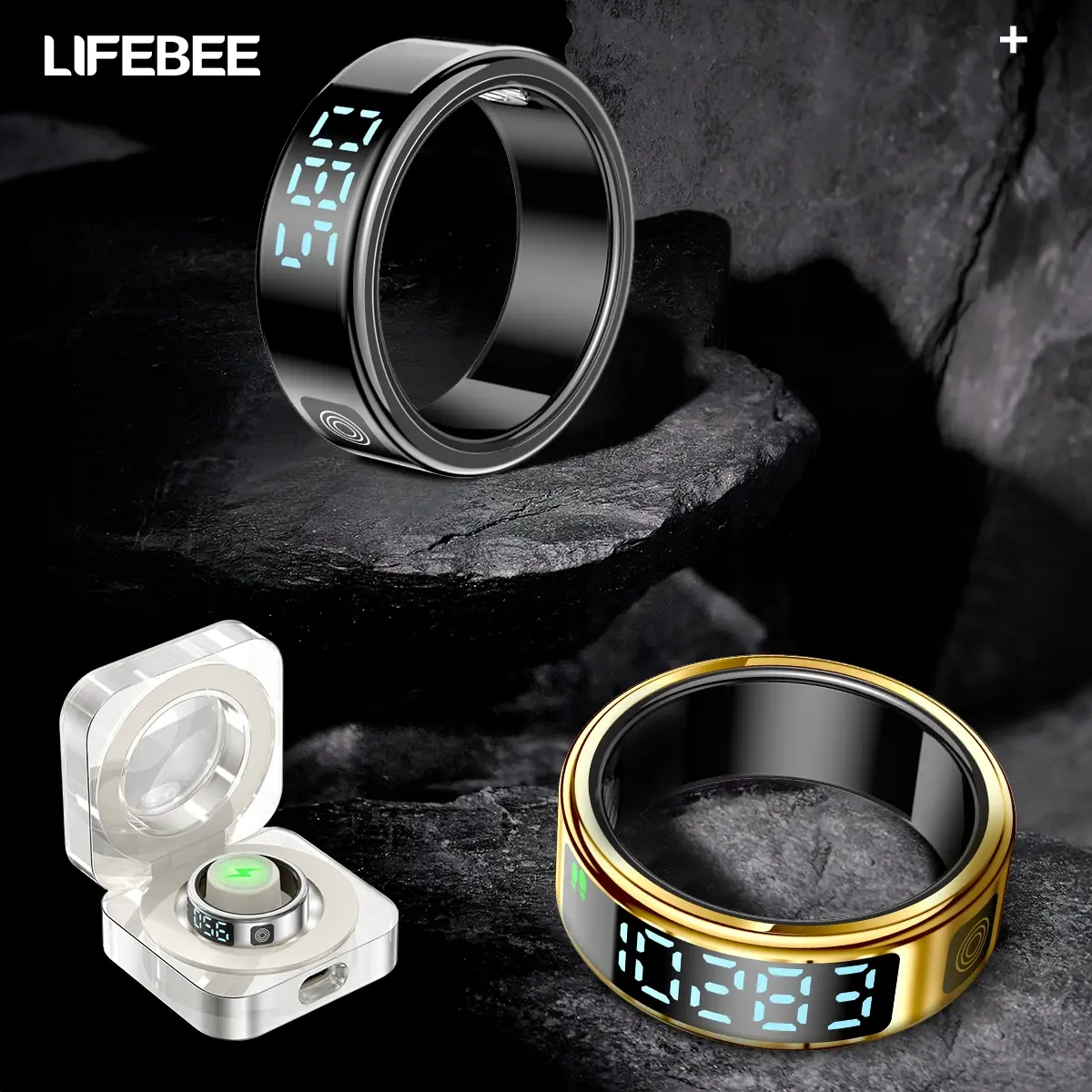 Lifebee Multifunctional Smart Ring with Screen Display, Wearable Waterproof Sports Bracelet, Fitness Tracker, Health Tracker Ring, Supports Multiple Modes & Pedometer, Unisex Design, Wearable Fitness Trackers, Smart Sports Devices, Wearable Tech Gadgets