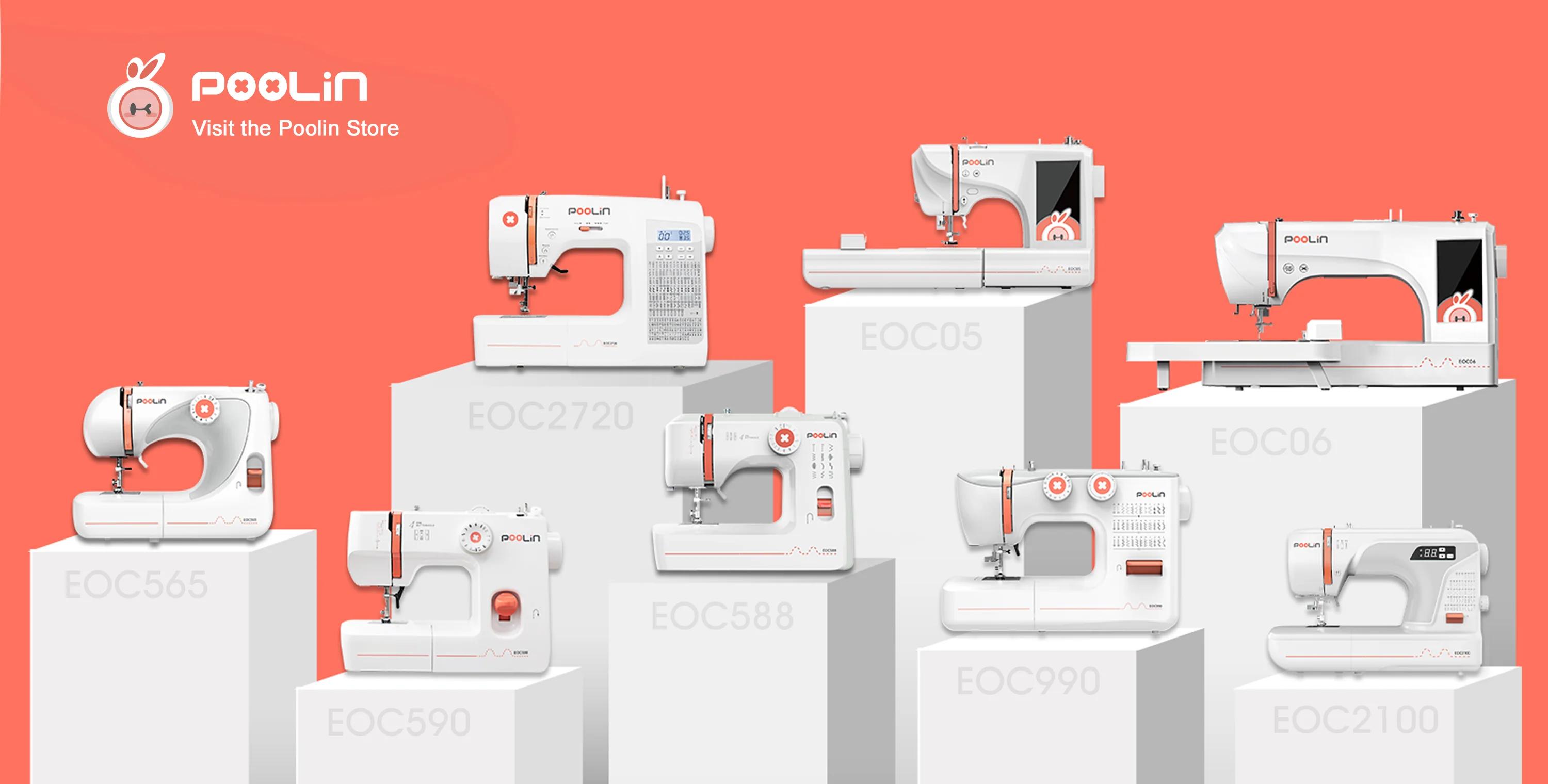 Poolin EOC02RE Computerized Sewing Machine for Beginners with Instruction Manual and Essential Sewing Tools