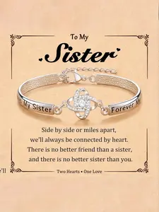 Rhinestone Decorated Link Bracelet, Elegant Jewelry for Women for Party, Daily Clothing Decor, Trendy All-match & Exquisite Jewelry for Birthday Gift, Letter Link Bracelet