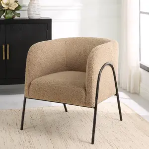 Uttermost 23754 Jacobsen Tan Shearling Barrel Chair