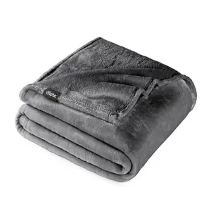 Microplush Fleece Bed Blanket by Bare Home - Throw XL, Grey