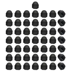 50 Pieces M8 Nylon Acorn Nut, Black Hex Cap Nut, Inner Threaded Protection Cover, Decorative Cap Nut for Screws Bolts