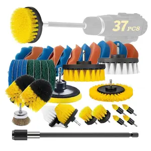 37PCS Cleaning Brush Drill Attachment Kit – Power Scrubber Set for Bathroom, Tile, Grout, Bathtub, Kitchen & Car Detailing (Drill Not Included)