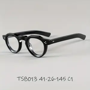 Trendy Vintage Round Frame Glasses Artistic Style Niche Clear Lenses Unisex Fashion Thick Frames for Students AD5508342 Full Rim Golden Hinge