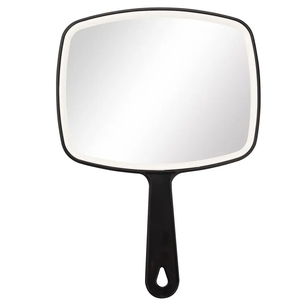 Distortion-Free Extra Large Handheld Mirror - 12.4" x 9" Portable Vanity & On-the-Go Handheld Mirror with Handle for Barbers, Hairdressing (Black), On-The-Go Handheld Mirrors, Portable Vanity Handheld Mirrors