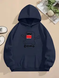 Women's Hooded Sweatshirt Autumn Winter Domo Cartoon Print, Cute Sweet Style, Fitted Casual Fashion, Daily Wear, Anime Expo, Friend's Tea Party