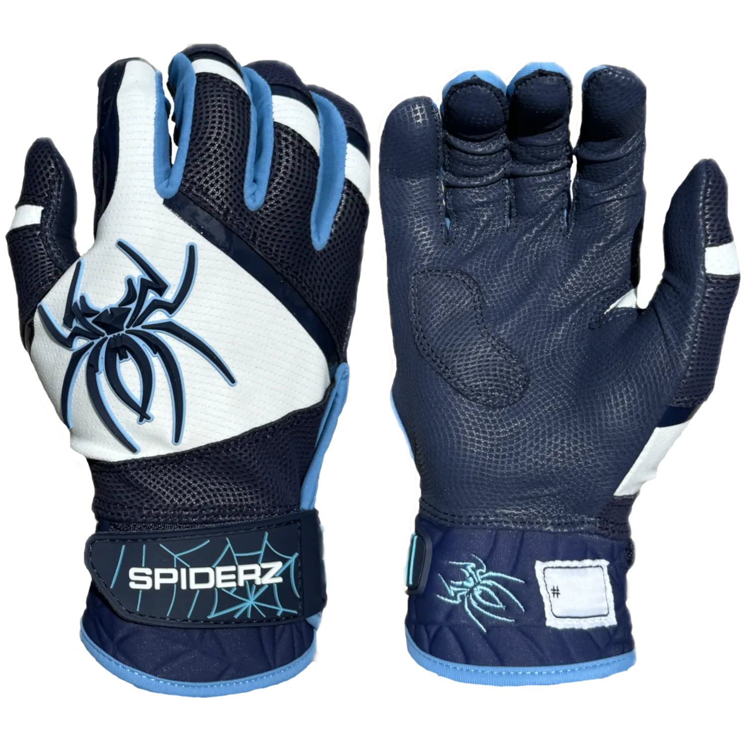 Spiderz PRO PREMIER Batting Gloves - Navy Blue/White/Columbia Blue