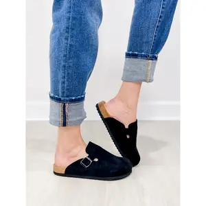 Corkys One For The Books Slip-On Clogs in Black Faux Suede