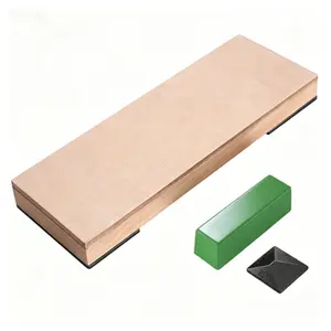 Stropping Block Kit, Genuine Cowhide 8 x 3 Inch with 2 Oz Polishing Compound & Angle Guide, Knife Sharpening Strop for Honing, Woodcarving Chisels, Straight Razor, Reusable Honing Accessory