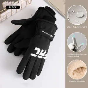 Winter Ski Gloves, Outdoor Cycling Gloves, Fleece Lined Windproof Waterproof Warm, Adjustable Touchscreen Cold Weather Gloves for Men & Women