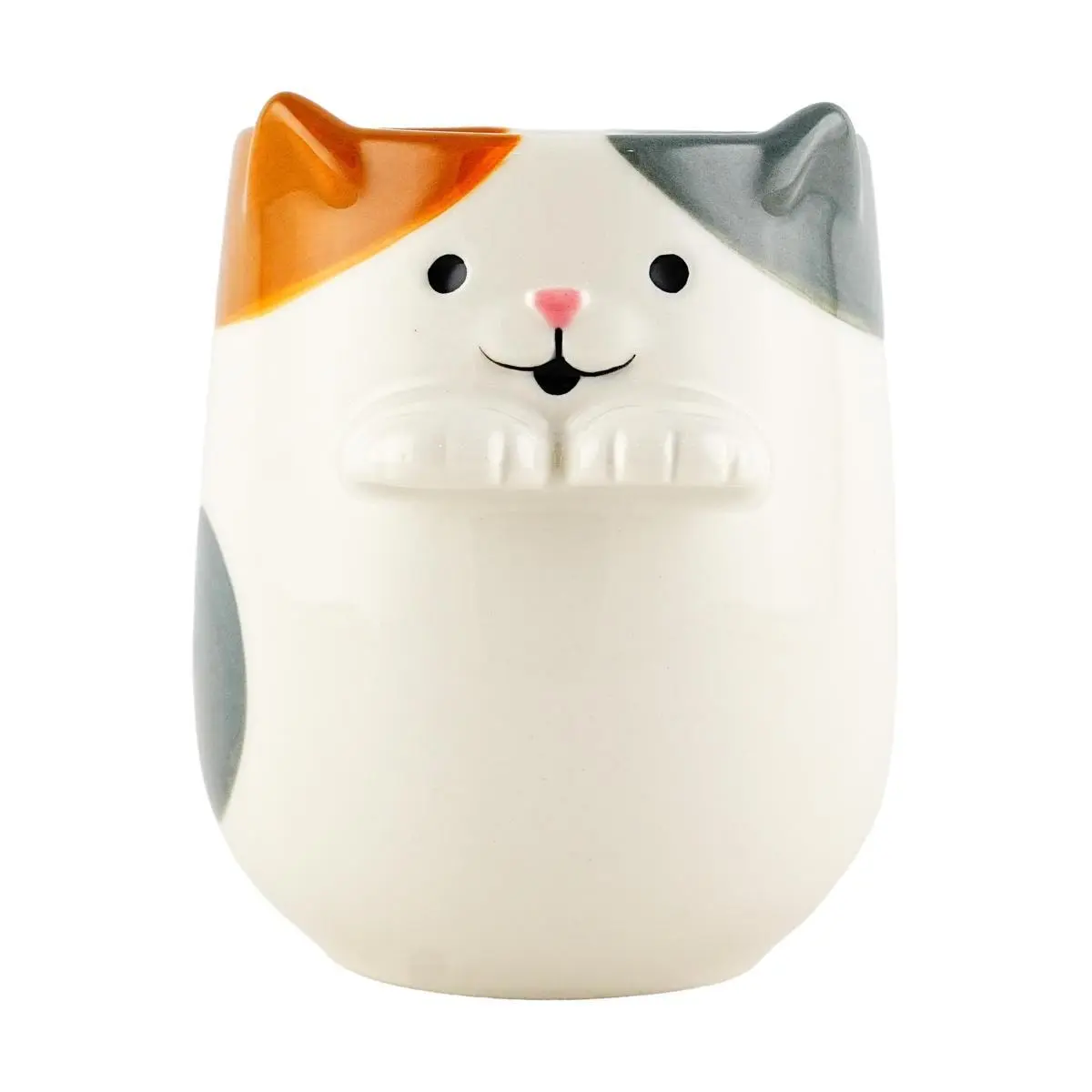 DECOLE Japanese Three Color Cat Teacup 7cm Diameter Cute Ceramic Cup