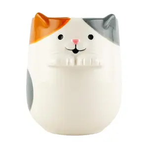 DECOLE Japanese Three Color Cat Teacup 7cm Diameter Cute Ceramic Cup
