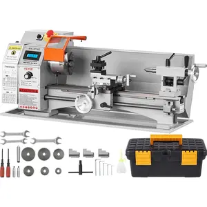 VEVOR Mini Metal Lathe Machine, 7'' x 16'', 800W Precision Benchtop Power Metal Lathe, 150-2500 RPM Continuously Variable Speed, with 3.9'' 3-jaw Metal Chuck Tool Box for Processing Precision Parts