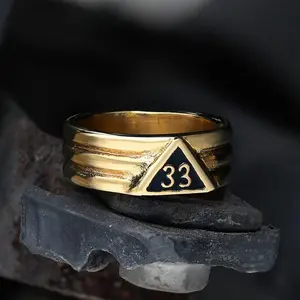 GTHIC Angel Number 33 Ring Stainless Steel Stylish Band Ring for Men Women Daily Wear