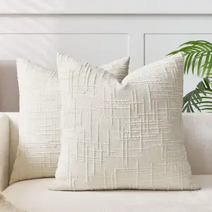 18x18 Inch Chenille Pillow Covers 2 Pack, Bamboo Node Weave Soft Decorative Throw Pillow Cases, Luxury Velvet Feel Couch Pillowcases with Hidden Zipper for Living Room Bedroom Holiday Decor