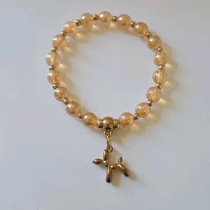 Balloon Dog Charm Bracelet - Silver Accents and Matching Dog Charm