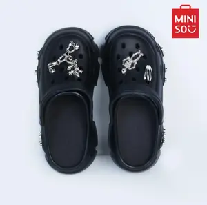 MINISO Punk Phantom Series Thick-Soled Studded Fashionable Holey Slippers, Stylish Design, Punk Style Casual Footwear