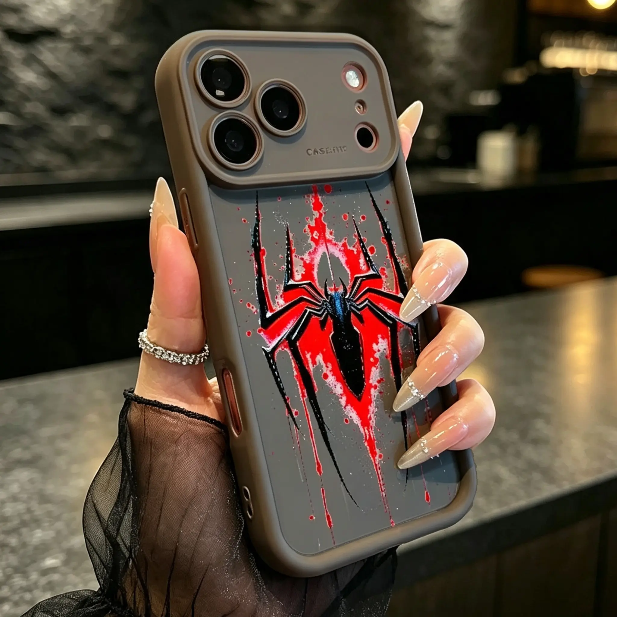 Spider Graffiti Phone Case – Shockproof PC Back Cover for iPhone 17/16/15/14/13/12/11/X/XS/XS ProMax &Samsung Galaxy S21/22/23/24/25/26 Ultra / FE / PLUS, Bold Red & Black Design, Perfect Holiday Gift for Marvel Fans & Friends