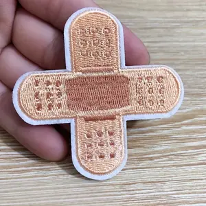 2pcs Set Embroidered Band-Aid Patches - Cute Cartoon Funny Iron-On Applique, DIY Sewing for Clothing, Accessories & Crafts