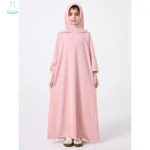VBD-Girl's Solid Hooded Dress, Muslim Modesty Long Sleeve Dress  Party Holiday, Kids Clothes  All Seasons for