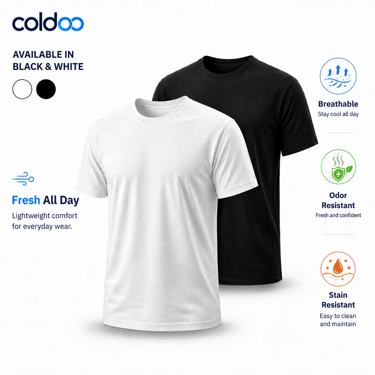 Spill Resistant Cotton T-Shirt for Men | Stain & Odor Control Tee