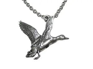 Flying Mallard Duck Bird Pendant Necklace