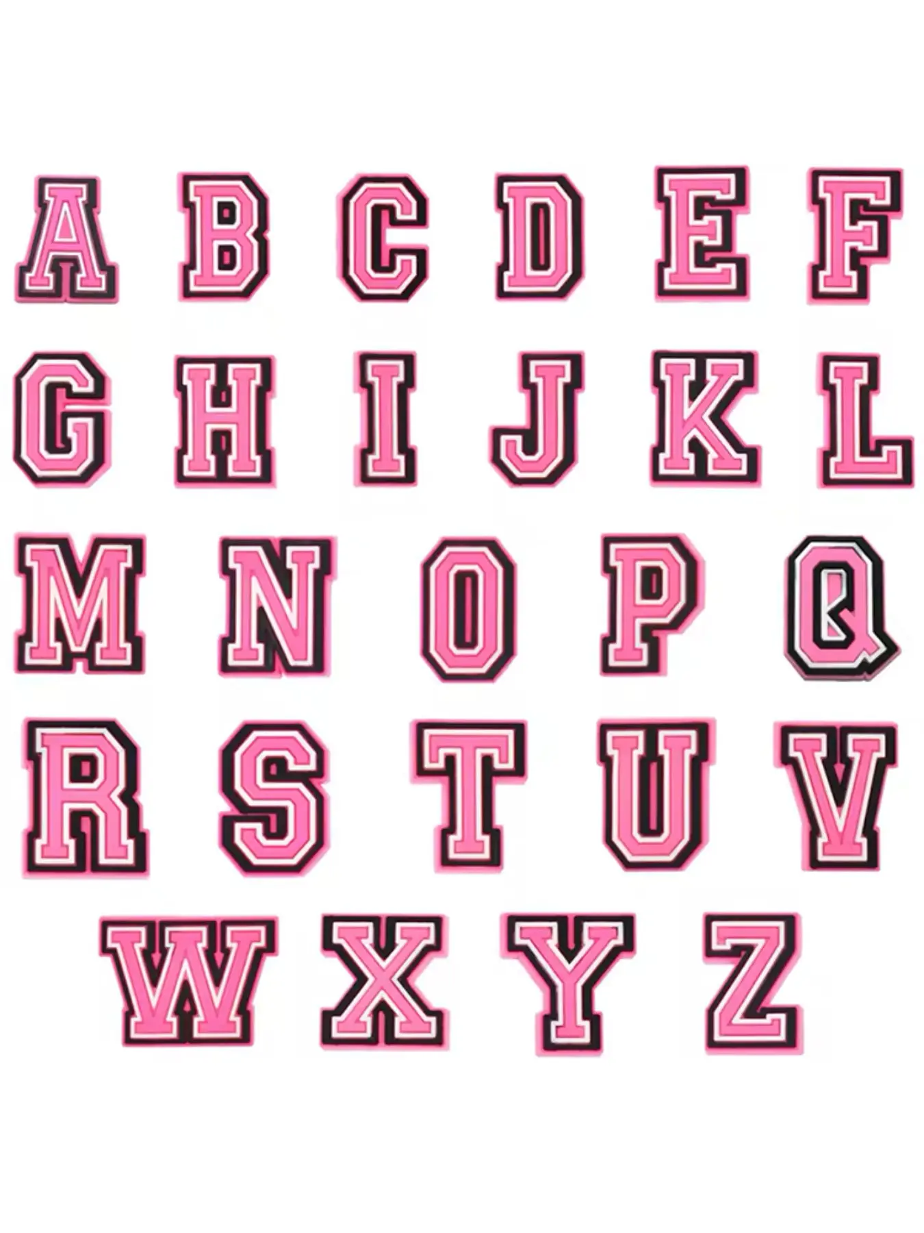 26 Piece Pink Letter Shoe Charms Set For Bubble Slides Clogs Sandals Footwear,PVC Shoe Decorations Accessories Buckle For Christmas Birthday Gifts