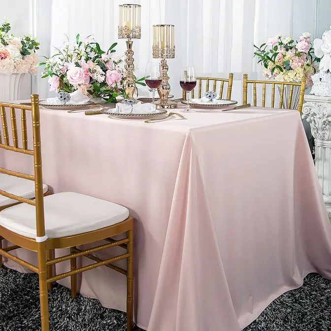 60"x120" Seamless Rectangular Scuba (Wrinkle-Free) Tablecloth - Blush Pink/Rose Gold (1pc)