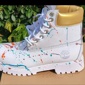 Gold custom hightop boots men waterproof Fashion casual with box Footwear Closed