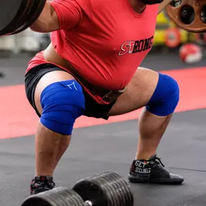 Sling Shot Knee Wraps by Mark Bell - Blue, supports are elastic polyester blend