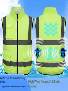 Men's Outdoor Work Cooling Vest with Reflective Air Conditioning, USB Fan, Adjustable 3 Speeds, Sleeveless Jacket, Ideal for Construction, Hiking, Gym, Lightweight