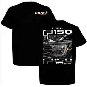 Ford F150 Coyote 5.0 Engine Pattern T-Shirt, suitable for truck enthusiasts--men's black pickup T-shirt--car enthusiast apparel--high-quality short-sleeve cotton shirt with an iconic design