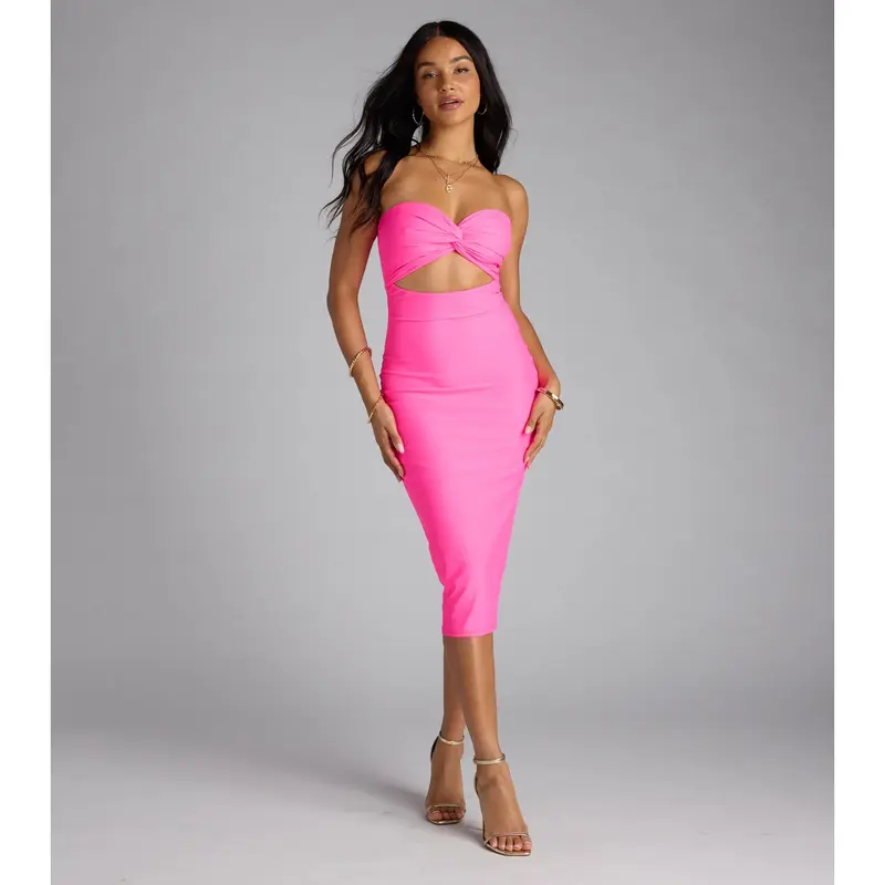 knee length dresses for ladies Sonoma Tubetop Midi Dress Multi