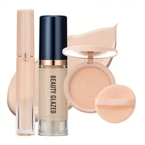 Beauty Glazed Foundation Isolation Cream Setting Loose Powder Set Semi-Concealer Makeup Front Cream Moisturizing Light Isolation Powder Setting Matte Loose Powder Natural Naked Makeup Facial Cosmetics