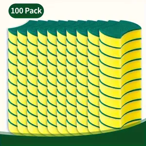 100pcs, Multifunctional Cleaning Sponges, Double-Sided Cleaning Cloths for Home Use, Dishwashing Sponges, Premium Kitchen Sponges, Durable Scratch-Free Sponge Wipes, Super Absorbent, Cleaning Supplies, Cleaning Tools