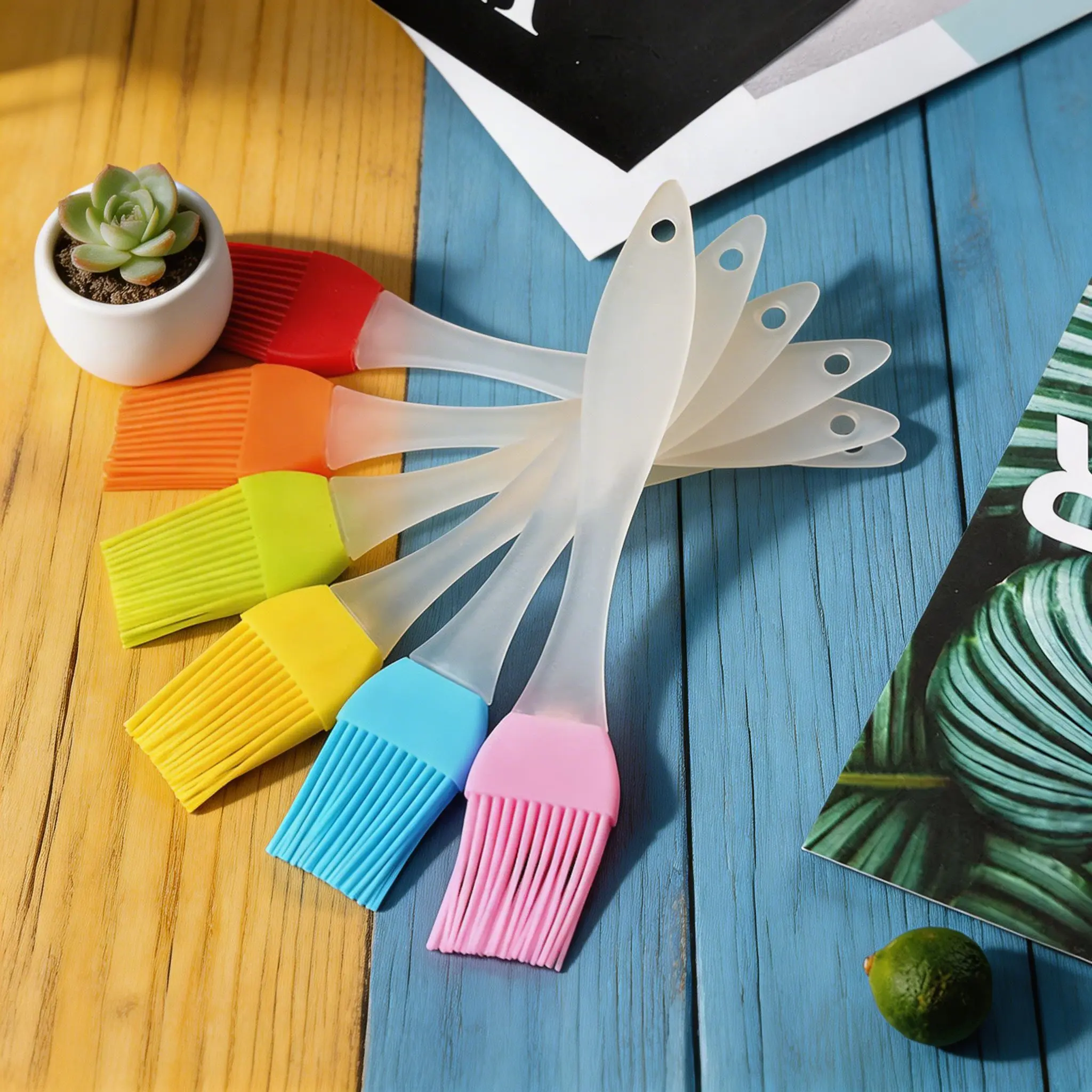6 Pack Silicone Oil Brush Random Colors Food Grade Heat Resistant Basting Brush For Kitchen Cooking Baking BBQ