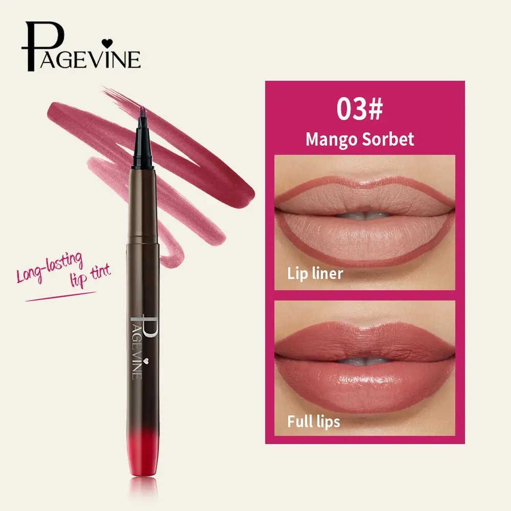 Lip Tint & Lip Liner Pencil Mango Sorbet, Dual Use Lip Stain Pen for Lip Shaping and Full Lip Makeup, Creamy Smooth Texture, Long Lasting Natural Lip Color for Everyday Looks