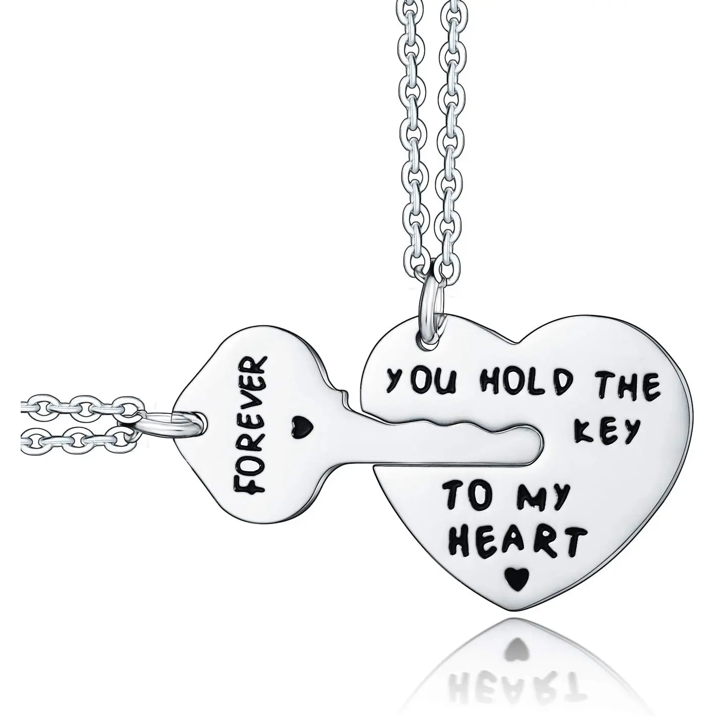 2PCs Couples Necklaces, Couple Necklace Set, Gifts for Girlfriend Wife, Personalized Couples Jewelry - You Hold The Key to My Heart Forever
