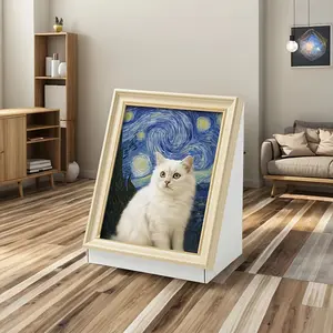 Oil Painting Cat Scratching Board with Frame,DIY Handmade Kit for Indoor & Outdoor Cats, Scratch For Home Decoration and Cats Use, 20.86*19.92*12.6 Furniture Kitten House