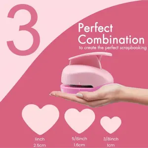 Heart Punch Set 3/8inch (1cm), 5/8inch (1.6cm), 1inch (2.5cm) 3 Different Size Heart Hole Punch Set for Scrapbooking, Card Making, DIY Photo Albums, Gift Tags, Homemade Confetti