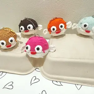 Handmade Crochet pufferfish Keychain