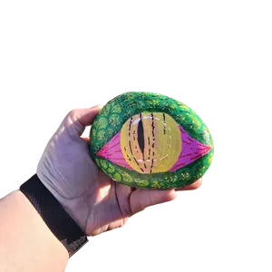 Green Dragon Eye Painted Rock