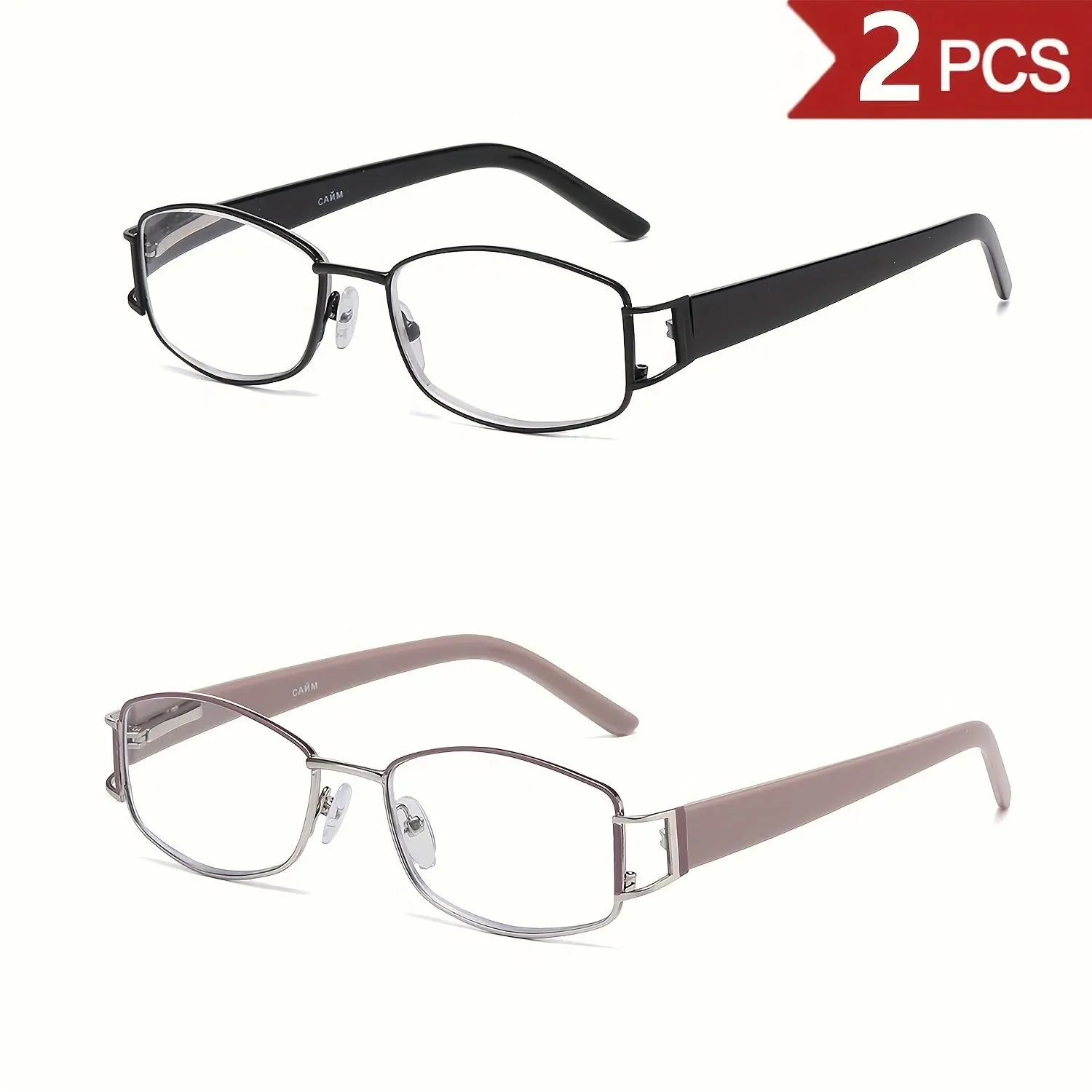 Couples 2-Pack Multi-Pack HD Reading Glasses, Retro Aviator Sunglasses-Style Metal Frame Eyewear for Men & Women, Summer Trend Sports Eyewear, Hd Lenses, Read Clearly
