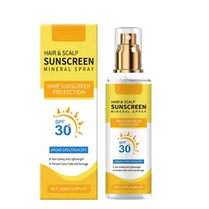 Scalp Sunscreen & Hair UV Protection Spray, SPF 30 Mineral Sun Shield for Damaged Dry Hair, Color Protection Heat Protectant Mist, Non-Greasy Travel Size (100ml)