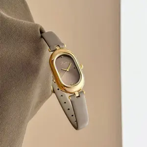 Women's Elegant Quartz Watch, Round Analog Face, Leather Strap, Mineral Glass Dial, Buckle Closure, All Seasons Fashion Accessory